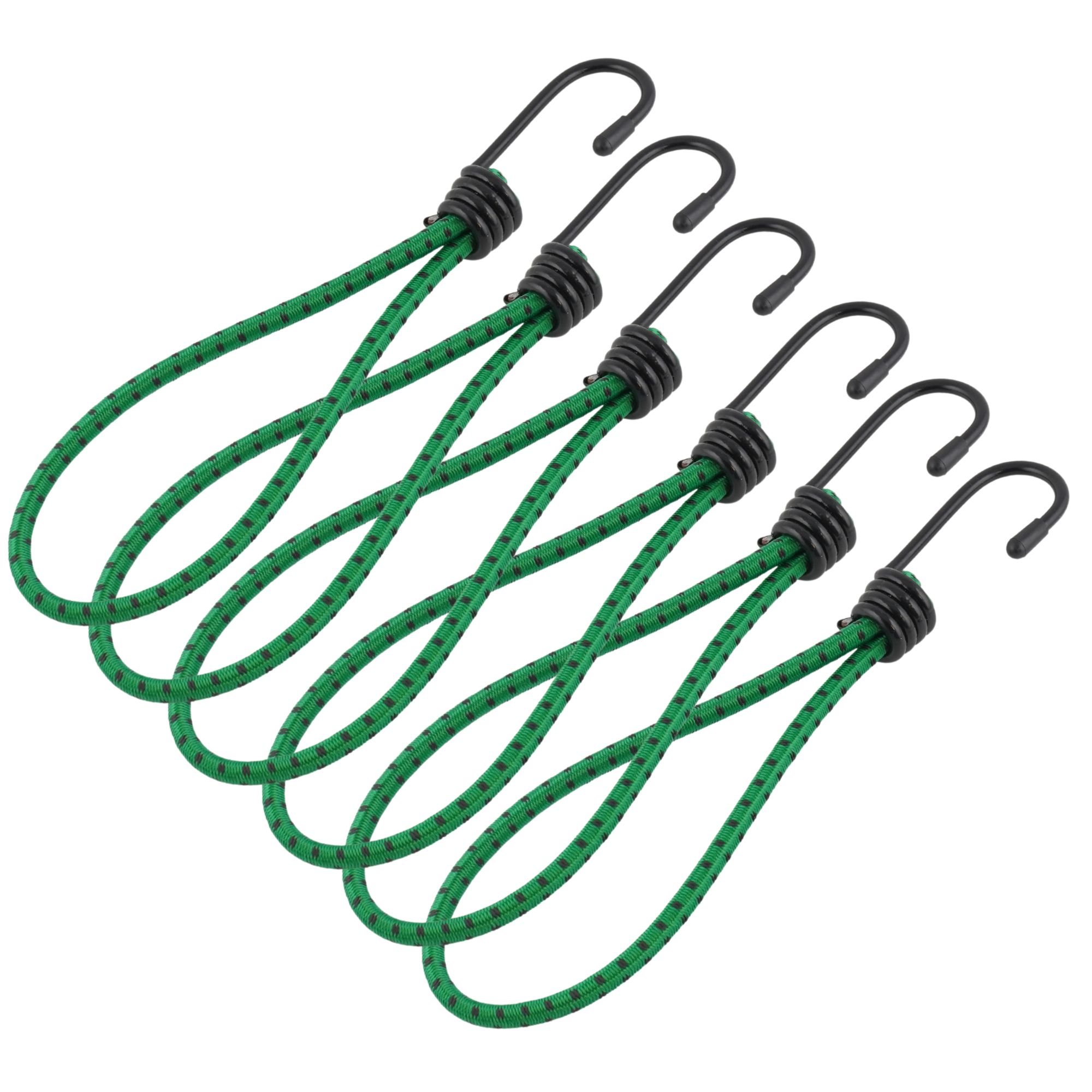 สายรัดยางยืดแบบห่วง ECSAI ตะขอเหล็ก ขนาด 6 มม. ยาว 20 ซม. สีเขียว-ดำ (แพ็ค 6 ชิ้น)_0